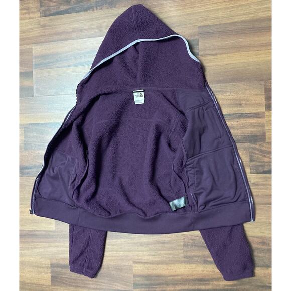 The North Face Small Womens Sherpa Fleece Hooded Hoodie Sweater Full Zip Purple - Picture 3 of 4
